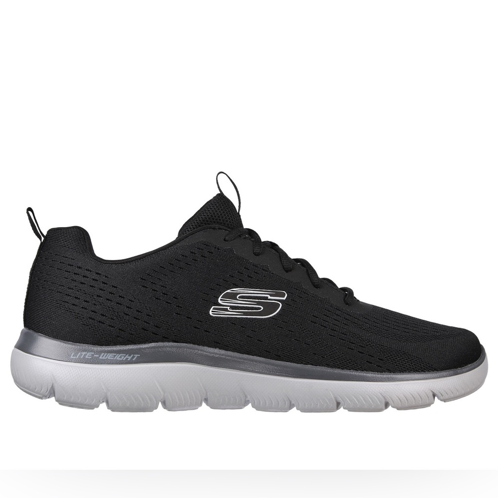 Skechers black charcoal gray mesh summits torre lace up sneakers - Picture 3 of 8
